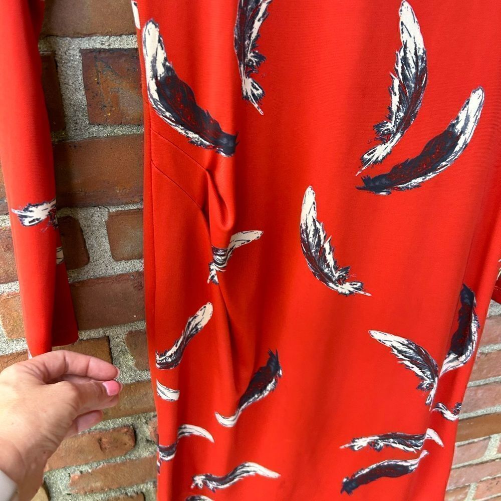 Yoana Baraschi Dreamweaver Orange Long Sleeve Feathers Dress - Picture 8 of 9